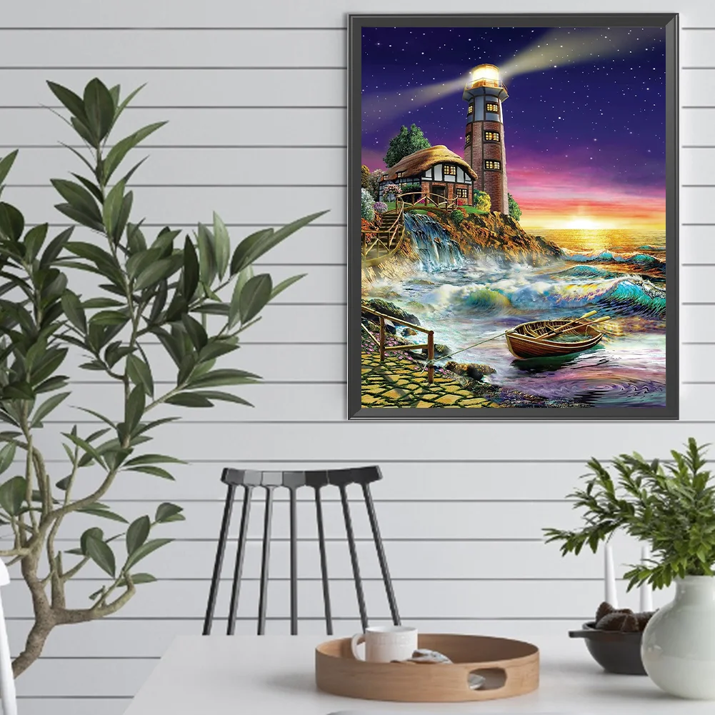 Diamond Painting - Full Square Drill - Seaside Lighthouse Landscape(Canvas|40*50cm)