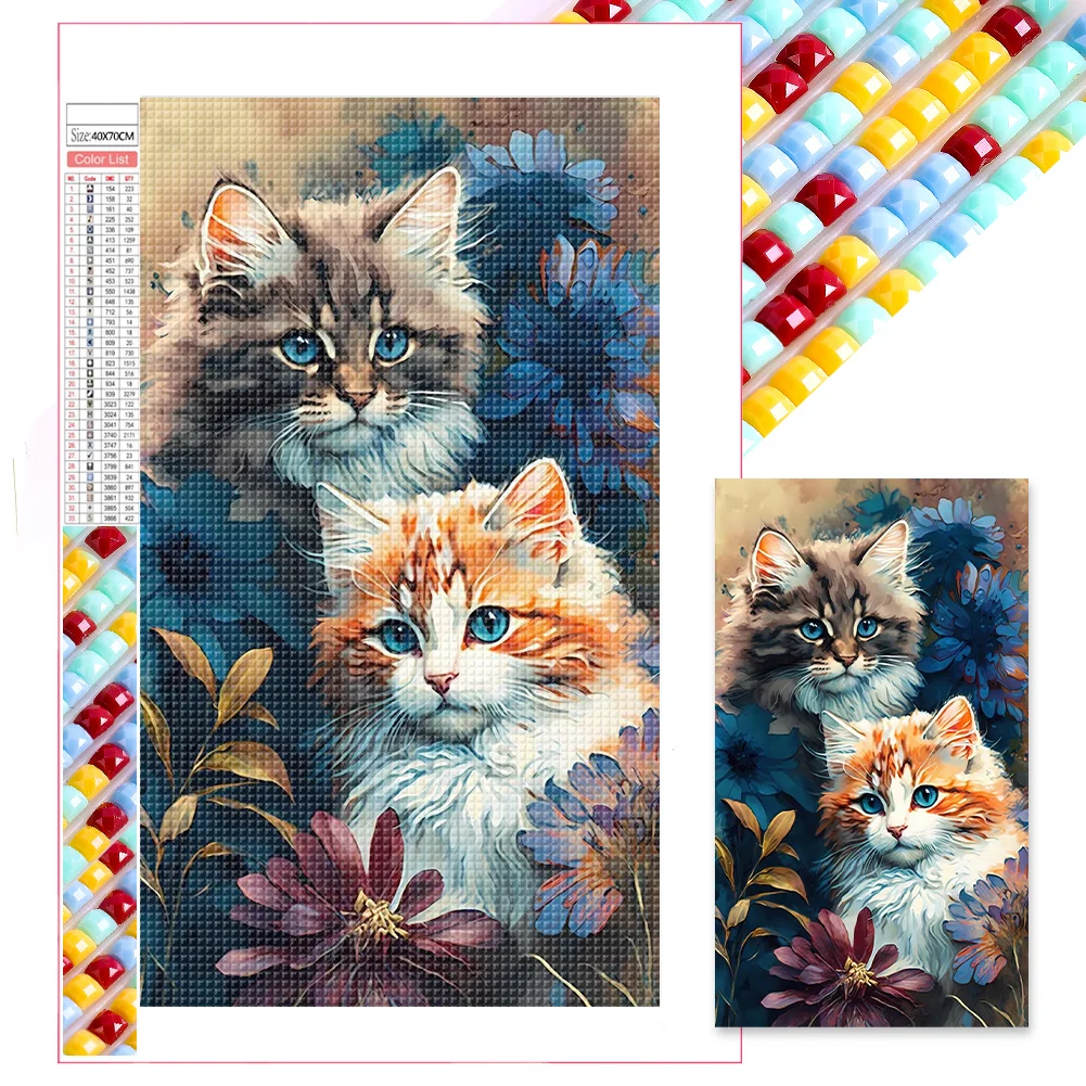 Watercolor Cat 40*70cm(picture) full square drill diamond painting