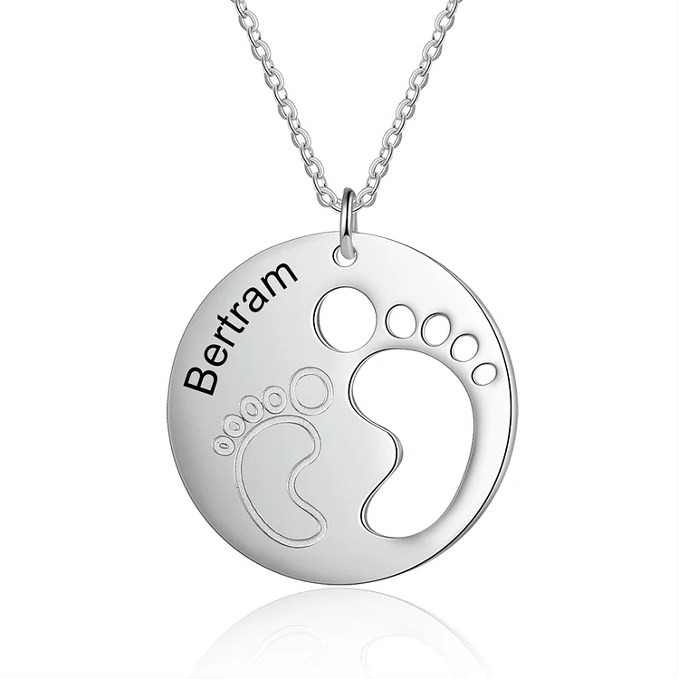 Personalized Baby Feet 1 Name Pendant Necklace for Women