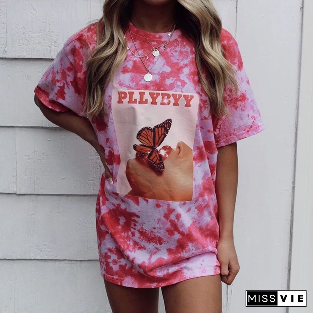 Vintage Round Neck Short Sleeve Printed T-Shirt