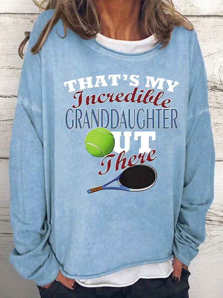 Tennis Granddaughter Women Loose Sweatshirt-Annaletters