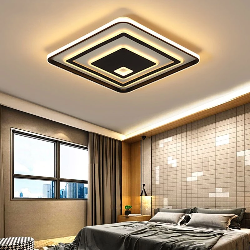 Square&Round Modern Led Ceiling Light For Foyer Living room Bedroom Luminaires Black&Gold Led Chandelier Ceiling Lamp Fixtures