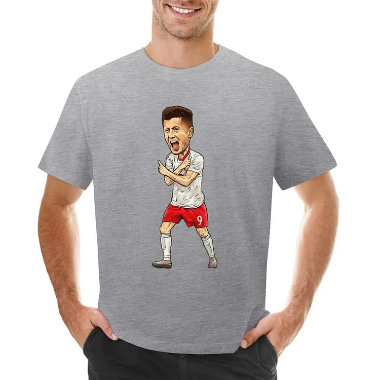 Robert Lewandowski Cartoon Illustration Inspired T-shirt