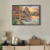 Rue au bord de la rivi&egrave;re-perceuse ronde peinture diamant-50*35cm