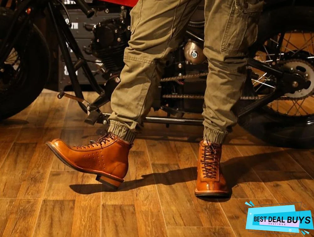 Vintage Genuine Leather Boots Full Grain Ankle Designer Shoes Men High Quality Fall Booties Short Brown Lace Up