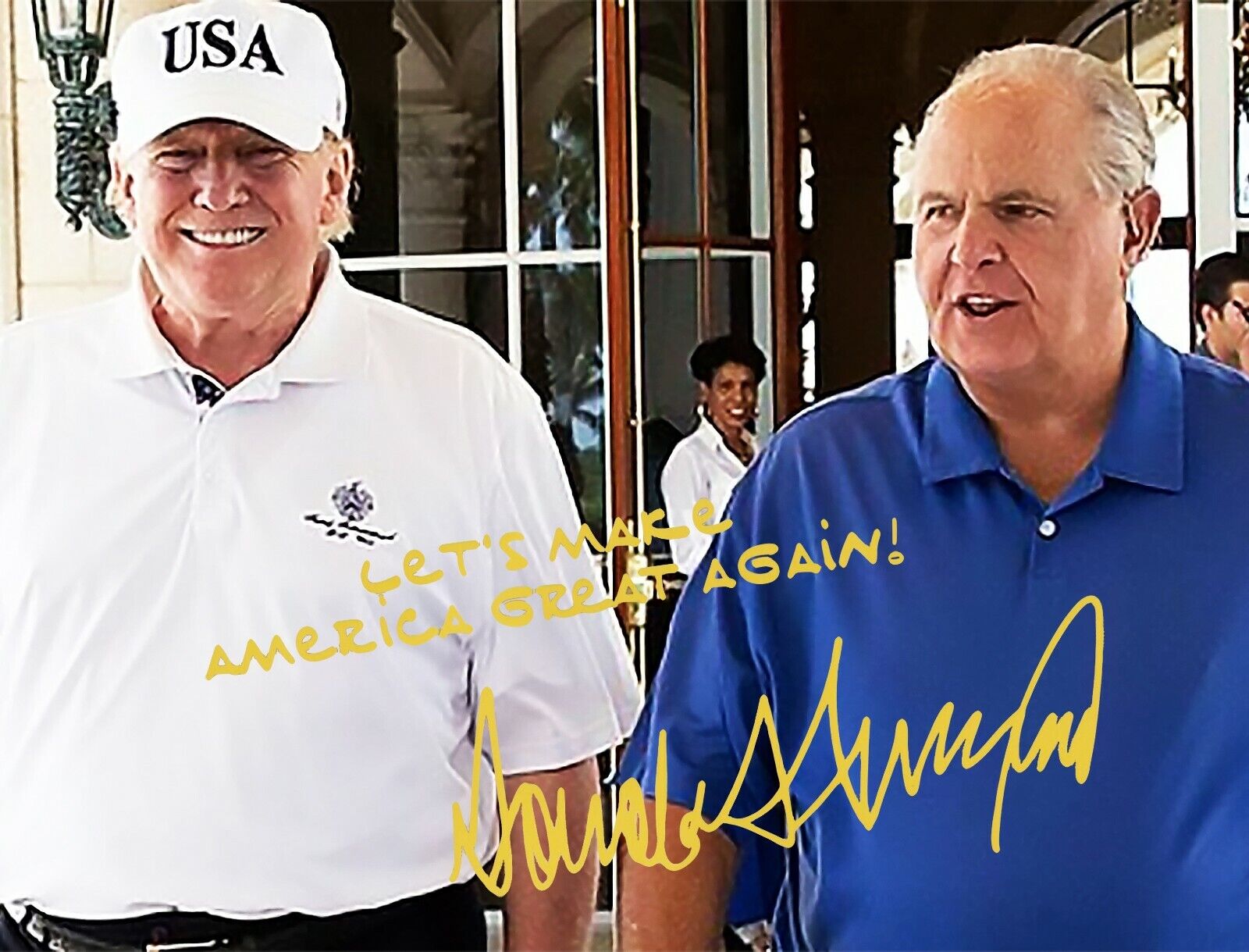 PRESIDENT DONALD TRUMP RUSH LIMBAUGH GOLF SIGNED AUTOGRAPH 8.5X11 Photo Poster painting REPRINT