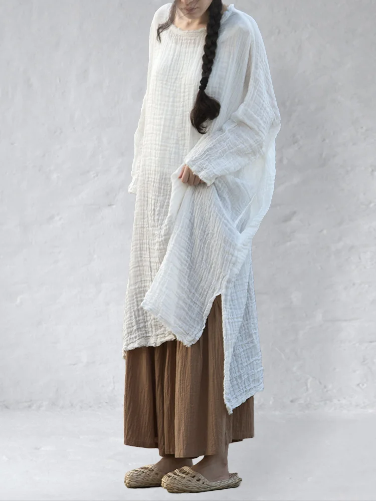 Washed Crumpled Oversize Cocoon Maxi Dress