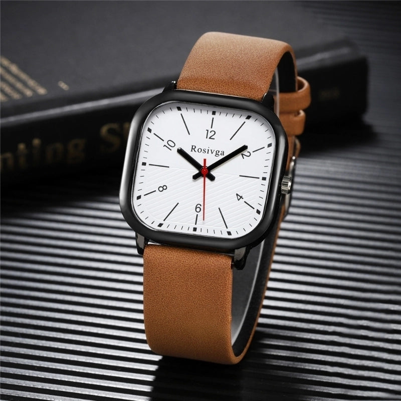 Casual Solid Color Buckle Quartz Men's Watches