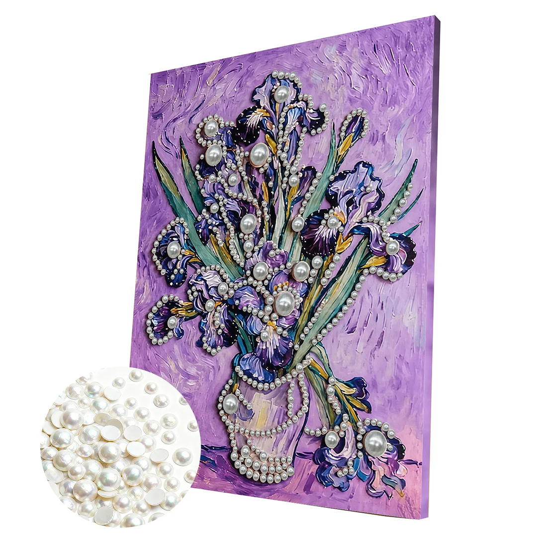 Iris DIY Pearl Diamond Art Painting Kit with Frame 11.81x15.75in Home Decor