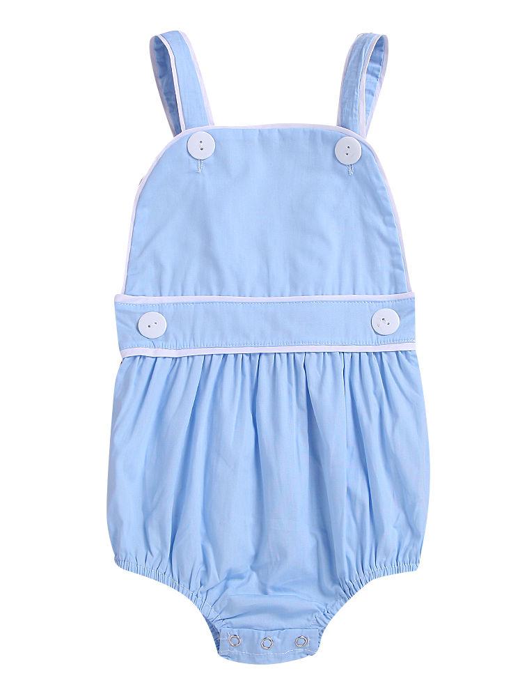 Summer Spanish Style Toddler Kids Suspender Blue/Pink Romper