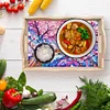 (US Only)Wooden Peach Blossom Peacock 5D DIY Diamond Painting Tray Art Craft with Handle