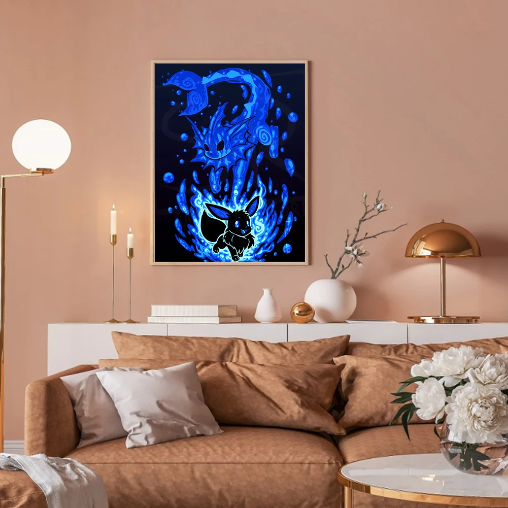 Diamond Painting - Full Round Drill - Silhouette Pokémon(Canvas|30*40cm)