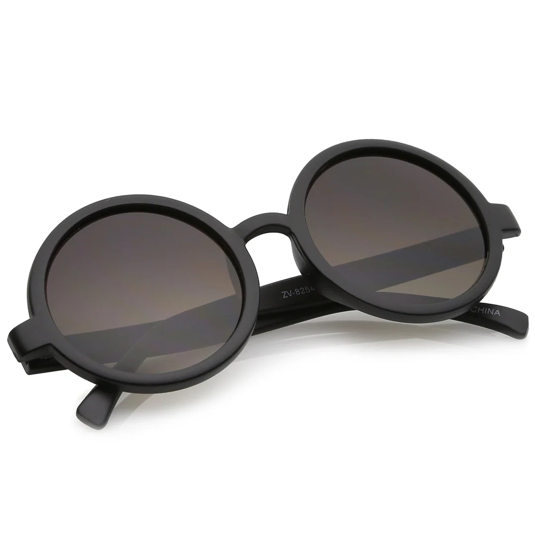 Classic Retro Horn Rimmed Neutral-Colored Lens Round glasses 52mm