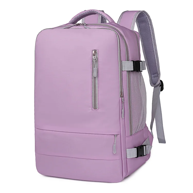 Unisex Backpack Multi-Pockets Casual Bag Business Trip Travel Bag (Purple)