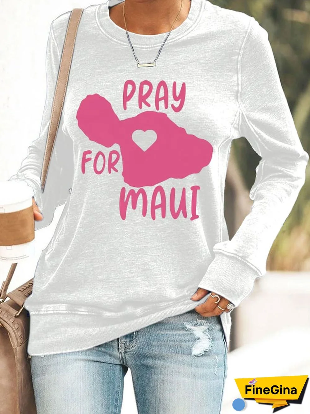 Women's Maui Strong My Heart Is With Maui Printed Sweatshirt