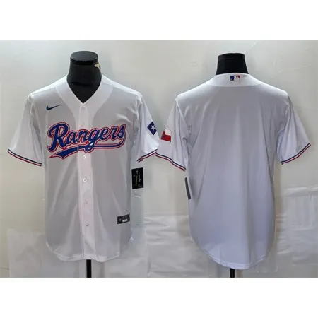 Men's Texas Rangers Blank White With Patch Cool Base Stitched Baseball Jersey