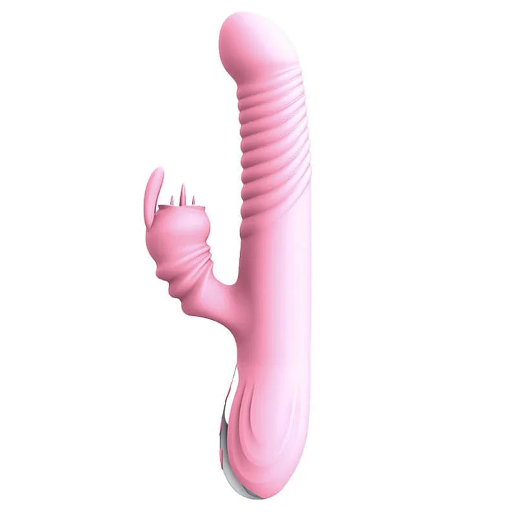 Multi-functional telescopic swing tongue licking rabbit heating vibrator