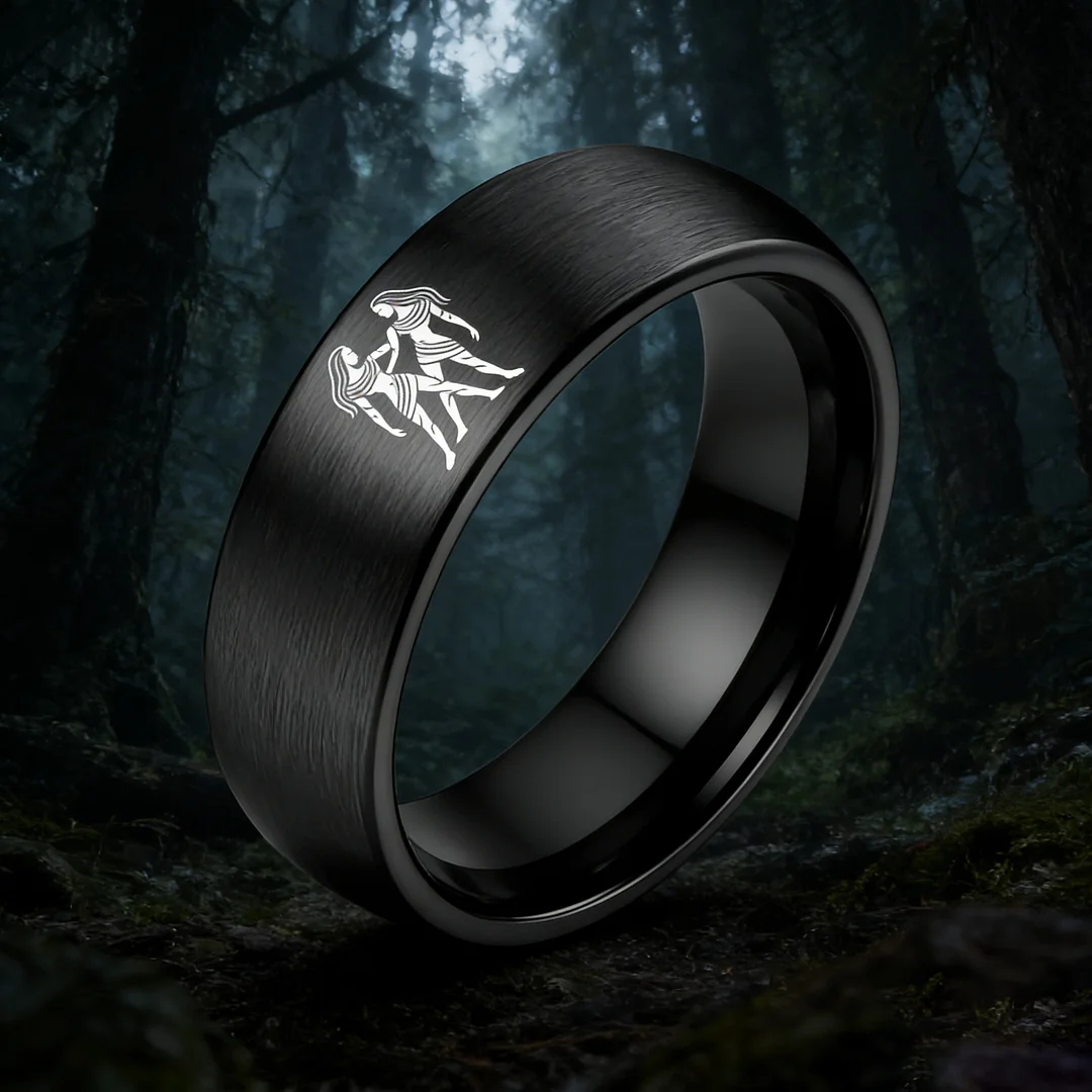 Womens Or Mens Gemini Tungsten Carbide Wedding Rings Black Domed Top Couples Bands 4MM 6MM 8MM Width