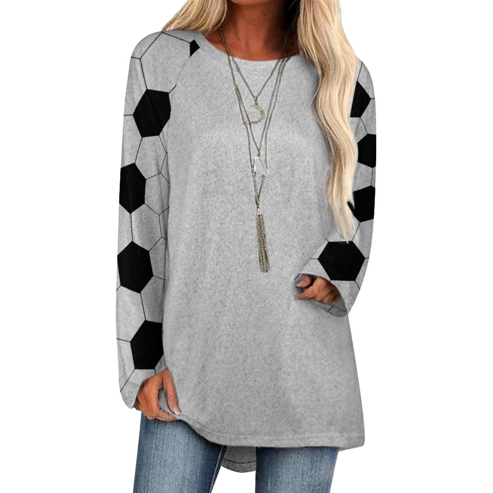 Soccer Girl Velvet Round Neck Long Sleeve Women's T-shirt