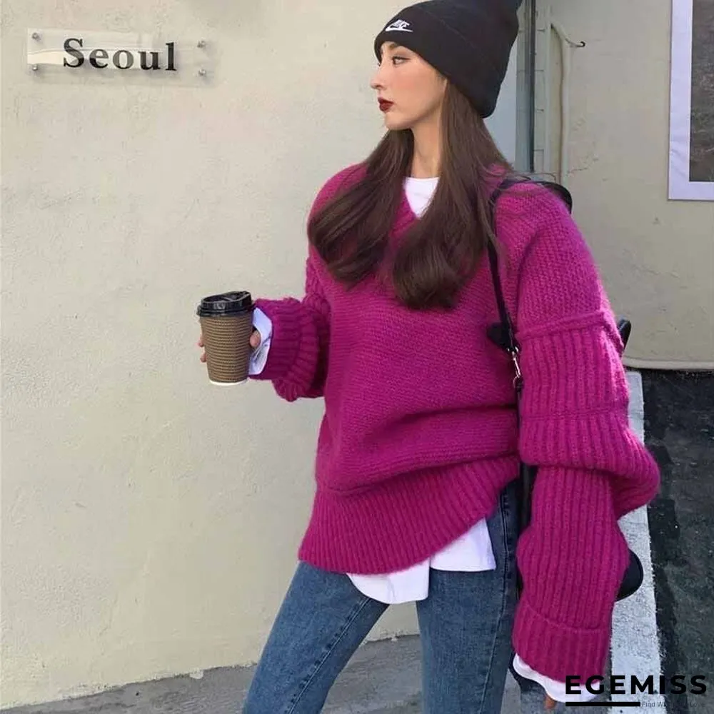 Loose and Lazy V-Neck Sweater | EGEMISS