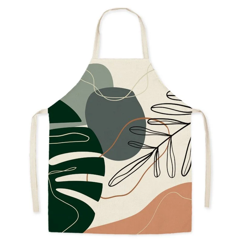 Linen Kitchen Apron - Nordic Style Flower letclo 