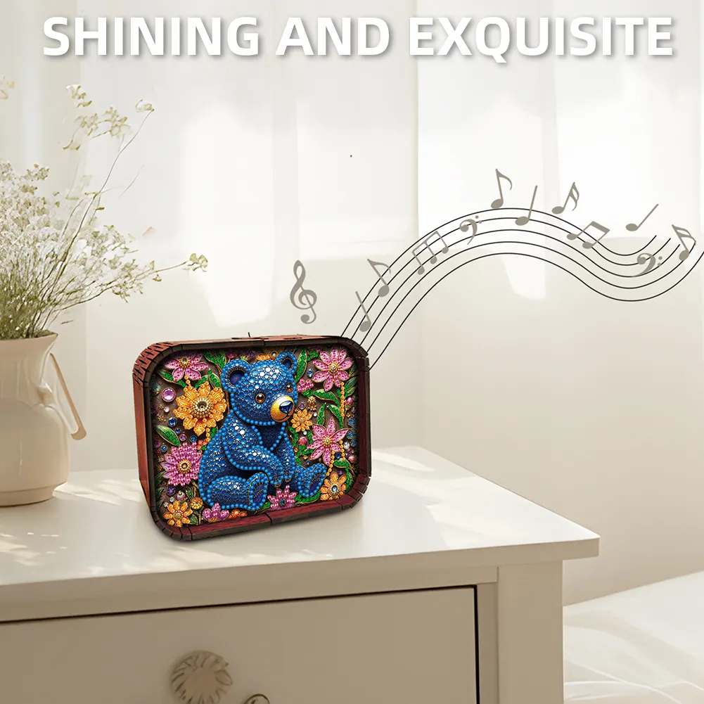 DIY Handcrafted Music Box Diamond Art Kits Music Home Bedroom Decor (Gem Bear)