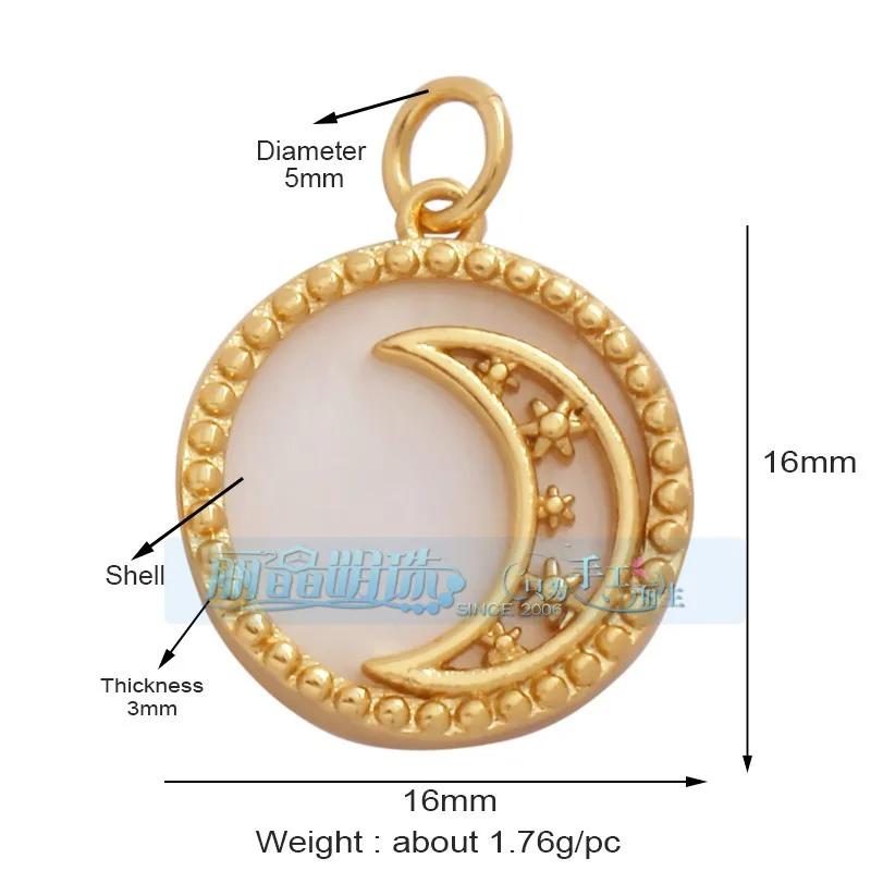 1 Piece 12 * 23mm 15*15mm 5*12mm Hole 5~5.9mm Half 925 Silver Zircon Sun Moon Pendant Jewelry Accessories