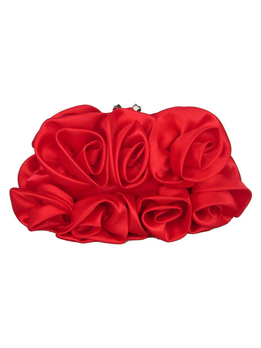 Ladies Evening Bag Fashion Satin Floral Clutch Bag