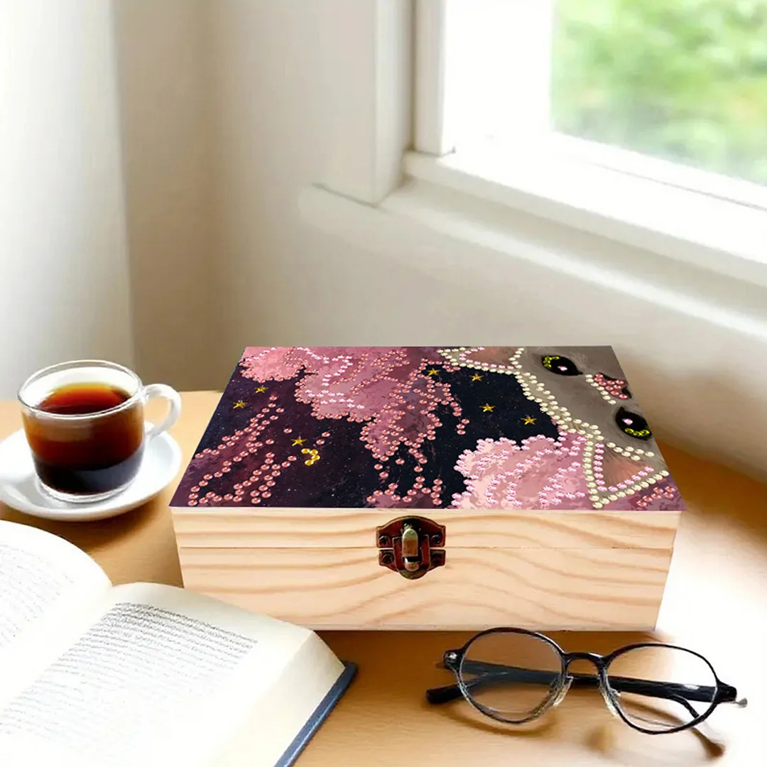 Cats and Clouds DIY Wooden 5D Diamond Art Diamond Art Storage Box Desktop Decor