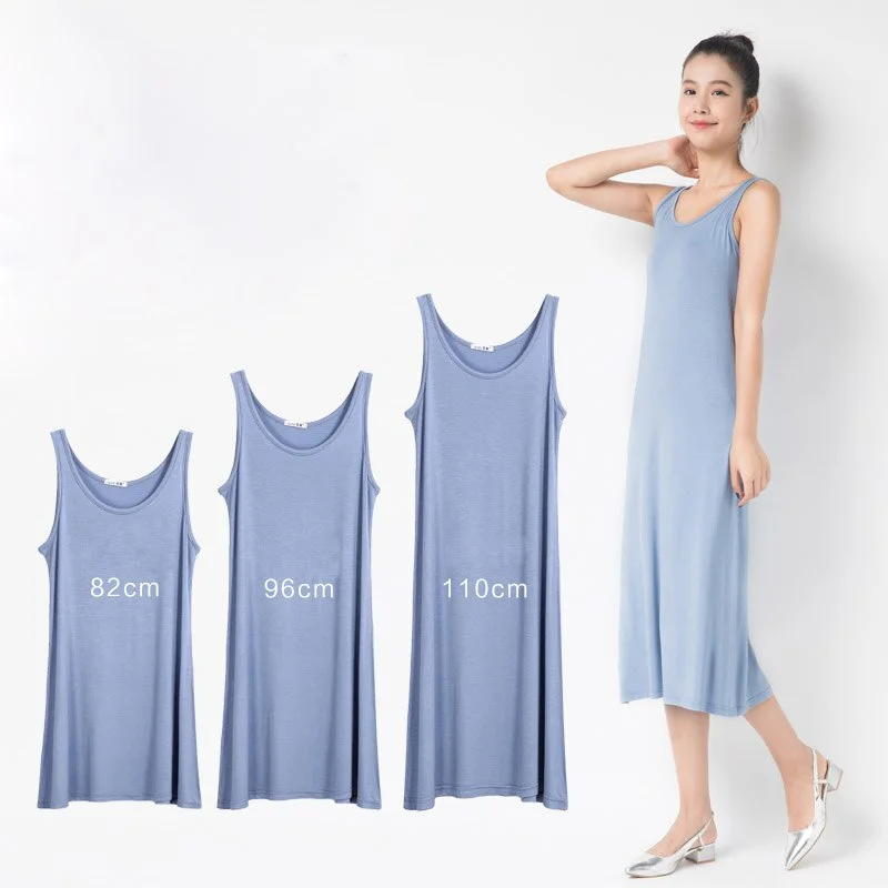 2020 Women's fashion Modal Dress Spaghetti Vest 82 to 110cm Long Under dress Spring and summer Ladies Casual Dresses