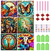 6pcs Diamond Painting -DIY Round Drill Glass Animal