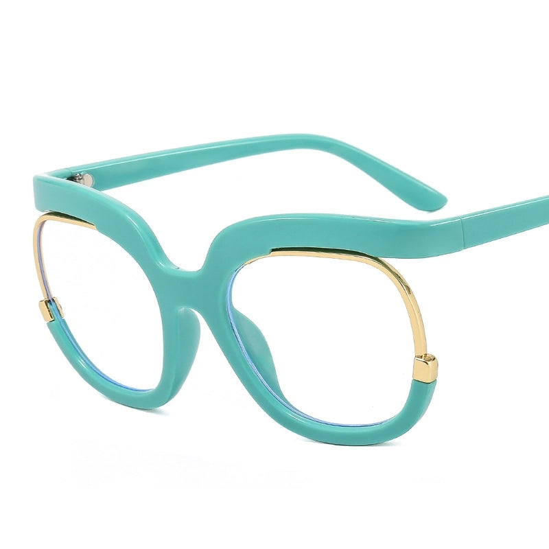 Fashion Solid Color Oval Frame Half Frame Optical Glasses