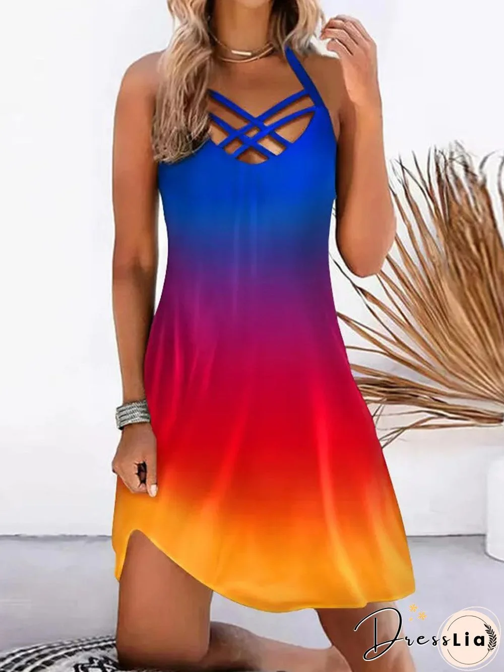 Ombre Halter Casual Dresses