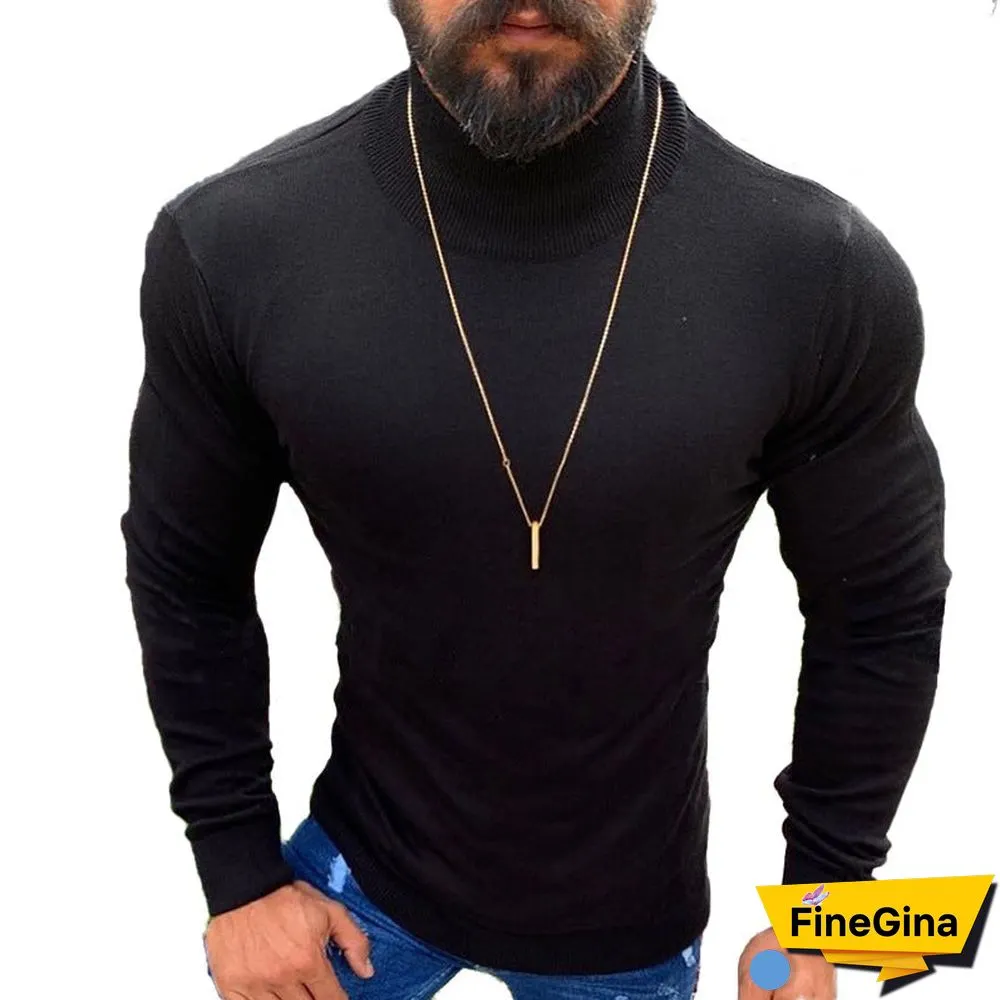Slim Fitting Long Sleeve Round Neck Pullover Sweater Top Sweater Male