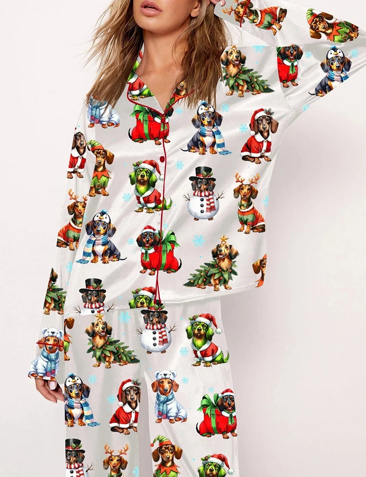 Women's Dachshund Christmas Dog Pajama Set