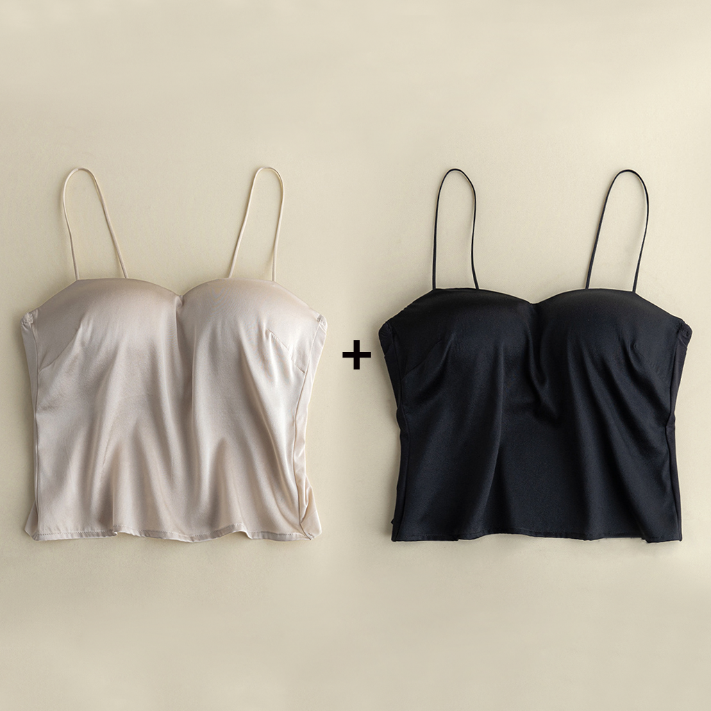Silk Camisole With Built in Bra 2-Pack REAL SILK LIFE