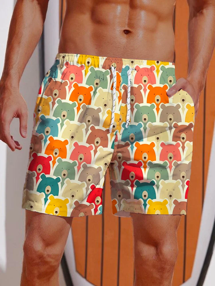 Dense Colorful Rainbow Bears Printing Shorts BestDVibe