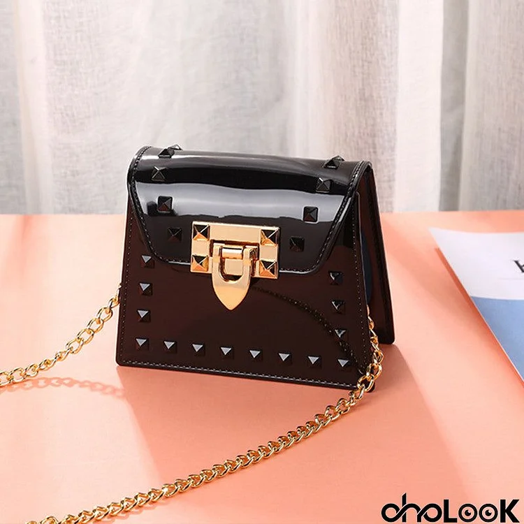 Fashion Casual Solid Metal Accessories Decoration Crossbody Bag