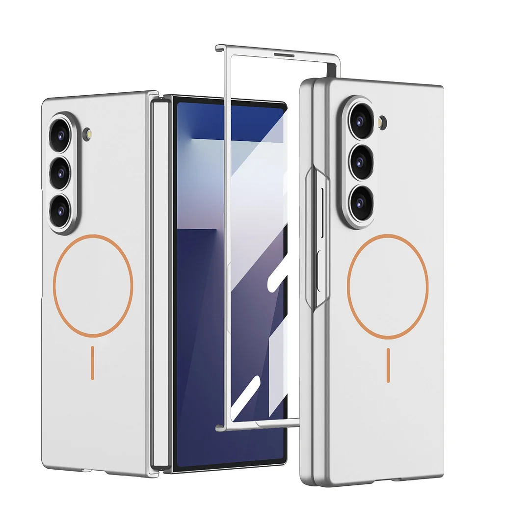 Suitable For Samsung Zfold7 Mobile Phone Case Thin Magnetic Absorbing Wireless Ring Film Integrated Ultra-Thin Flip Simple Wind Protection Case