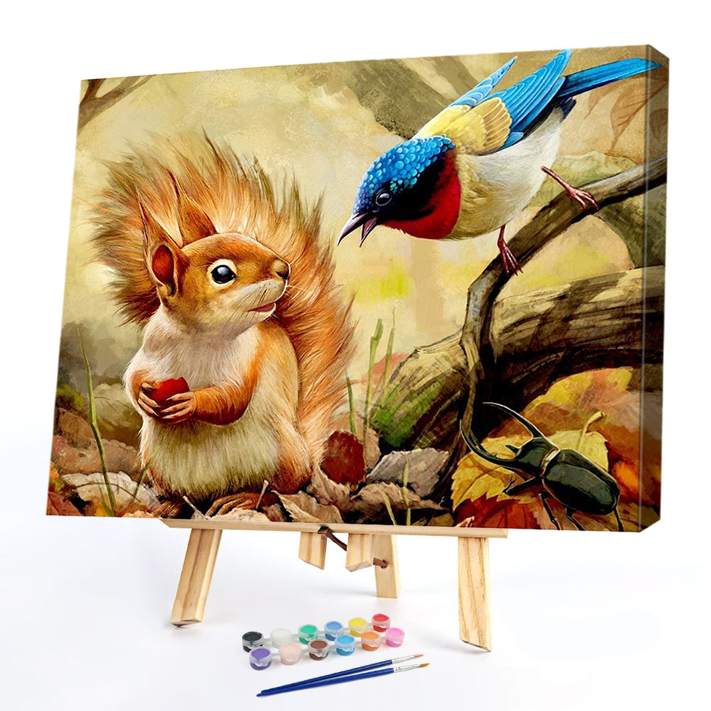 

50*40CM - Paint By Numbers Bird And Squirrel, 501 Original