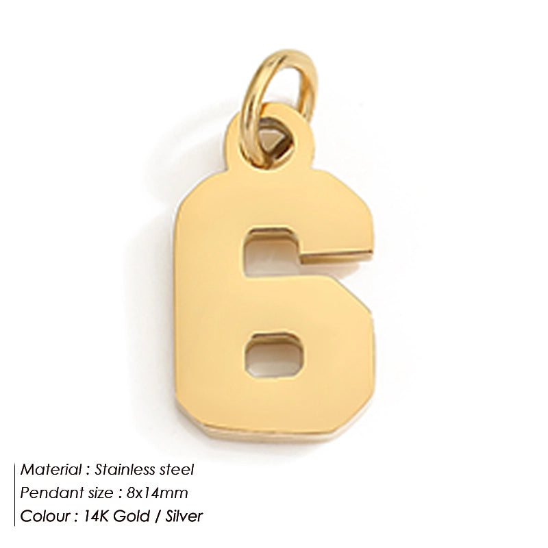 1 Piece 14*17mm 8 * 14mm 304 Stainless Steel 14K Gold Plated Number Pendant Jewelry Accessories