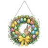 (US Only)Easter Wreath Theme 2D Flat DIY Rabbit Diamond Art Pendant Door Home Decoration