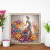 Fille en robe de fleur - peinture au diamant de forme sp&eacute;ciale - 30 * 30cm