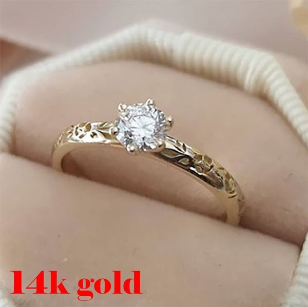 Elegant Romantic Women's 14k Gold Flower Ring Natural Sparkling Solitaire Diamond Jewelry Wedding Engagement Christmas Birthday Party Gift Rings for Women Bride Size 4-10 - Shop Trendy Women's Fashion | TeeYours