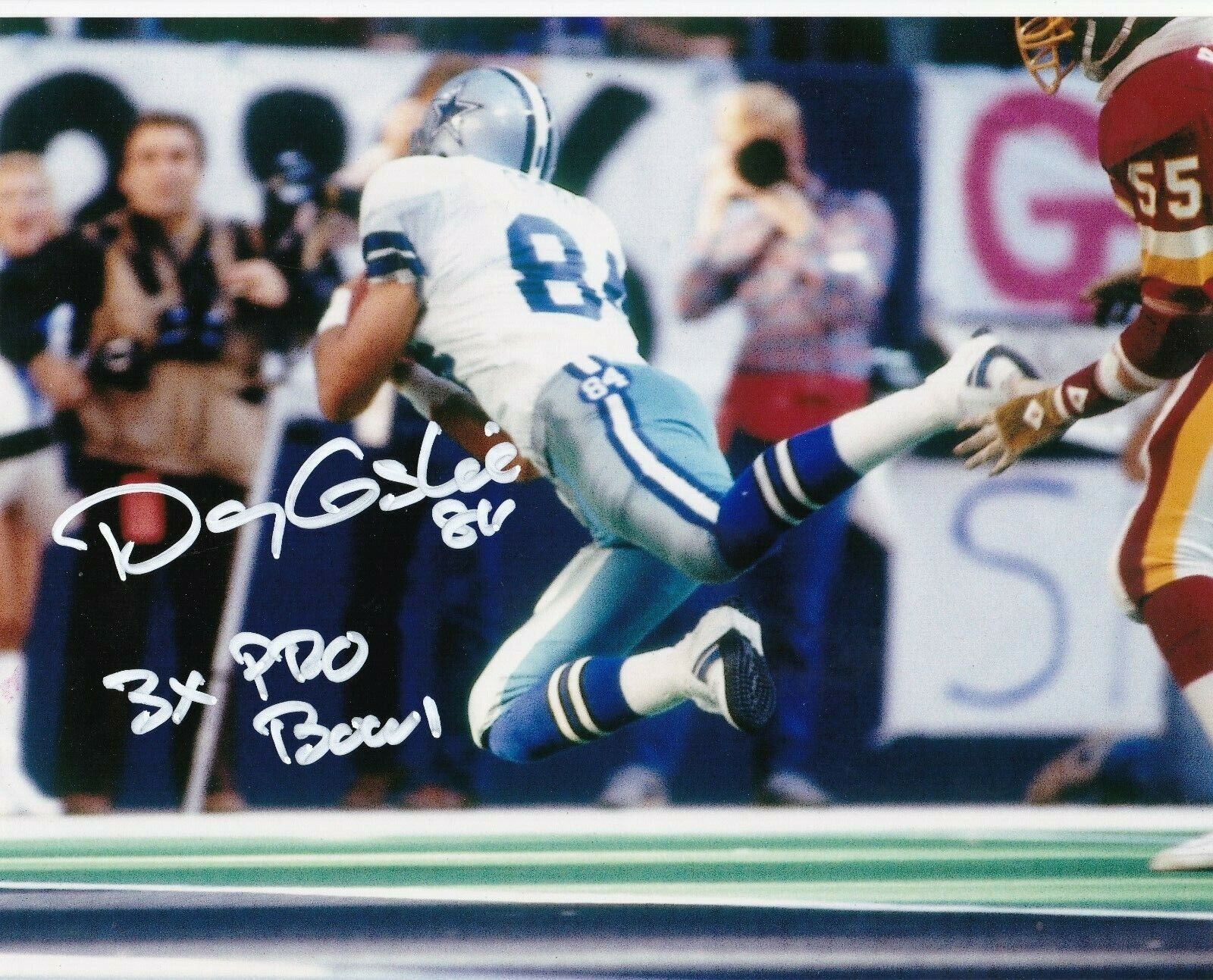 DOUG COSBIE DALLAS COWBOYS 3 X PRO BOWL ACTION SIGNED 8x10 Photo Poster painting