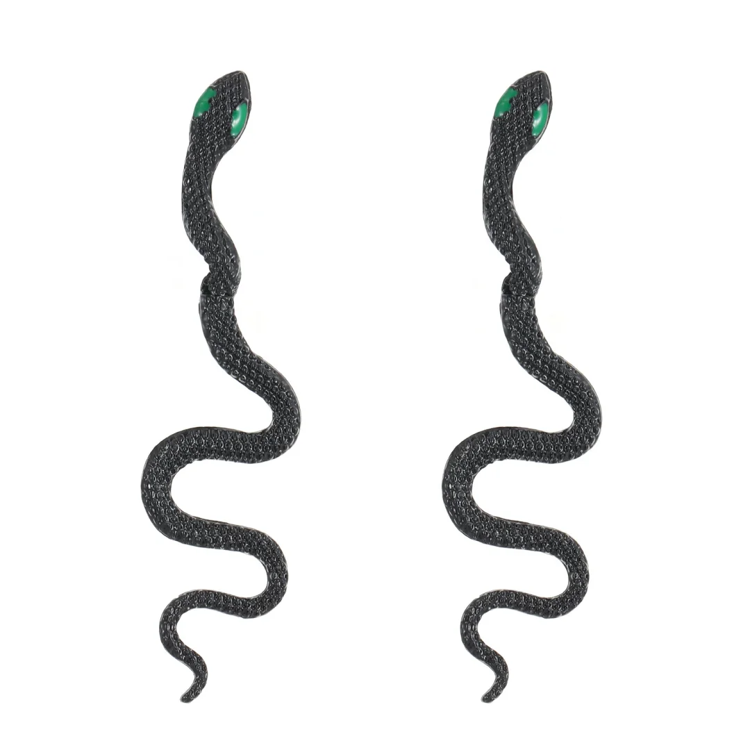 Detachable Curved Snake Zirconia Stud Earrings