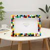  DIY Building Block Photo Frame Kit,Creative Handmade Assembled Photo Frame Handmade Craft Gift Home Tabletop Display Decor