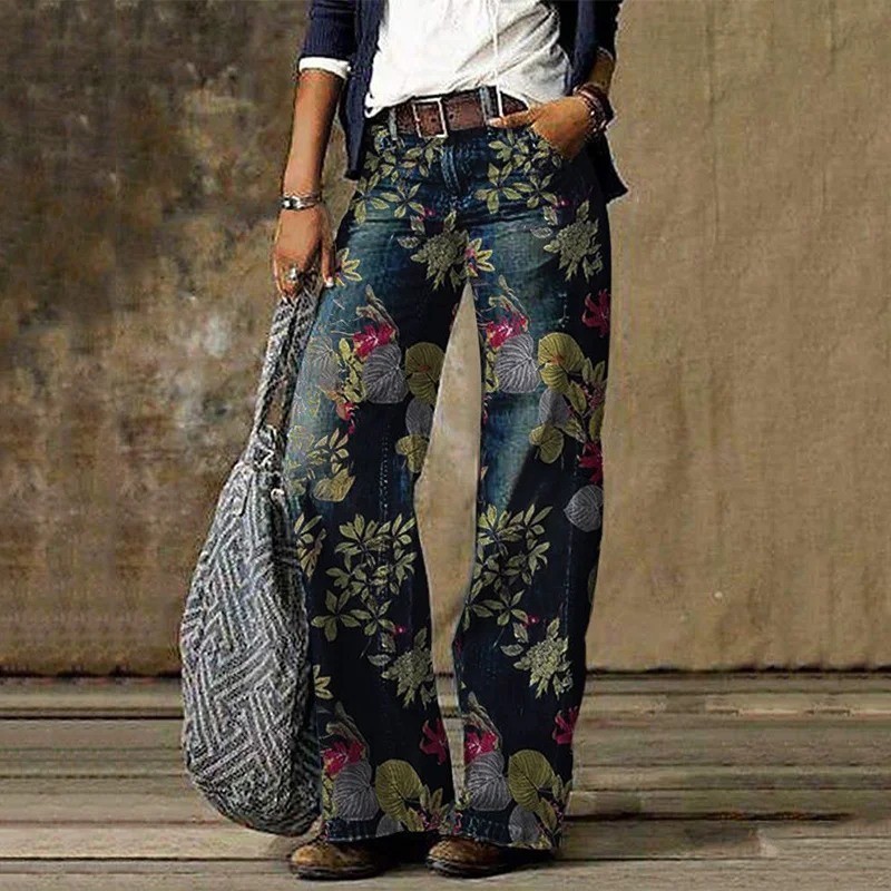 Women's Casual Vintage Print Jeans