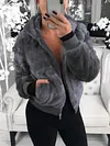 Casual Plush Solid Color Lapel Collar Long Sleeves Warm Jacket