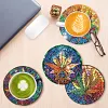 8pcs DIY Diamond Painting Coaster Kit With Holder - Maple Leaf